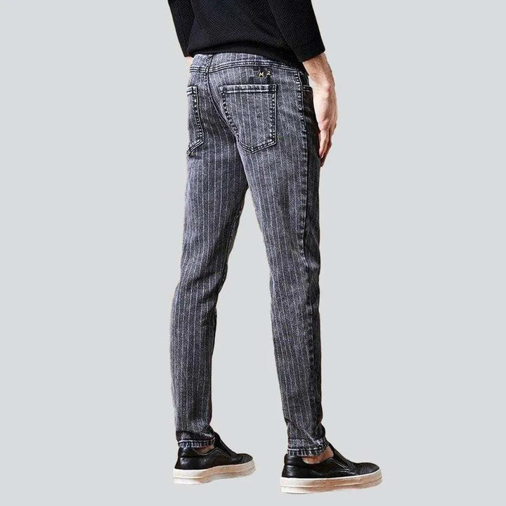 Striped grey jeans for men