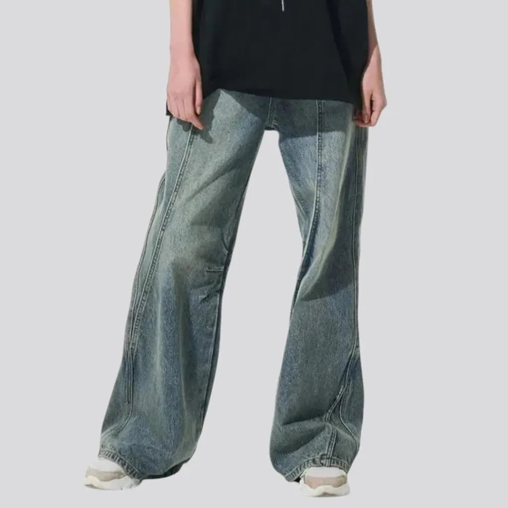 Baggy mid-rise light men's jeans