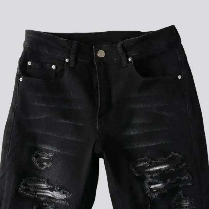 Grunge men's black jeans