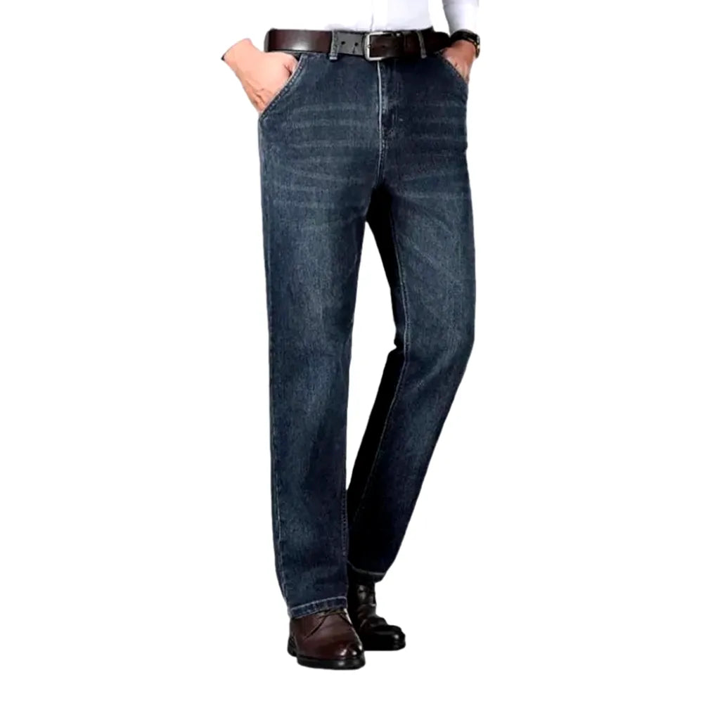 Stonewashed Straight Casual Jeans for Men - Grey