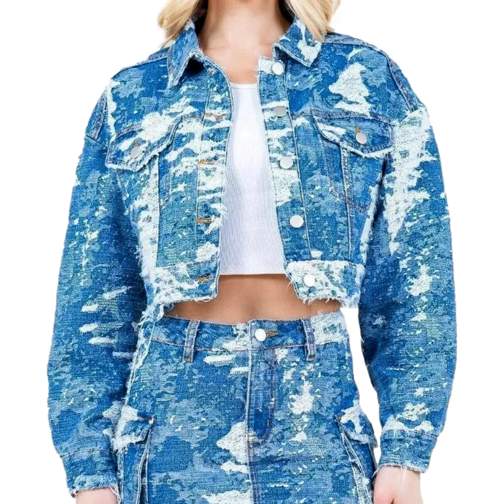 Chic Oversized Style Denim Jacket for Ladies - Light Blue