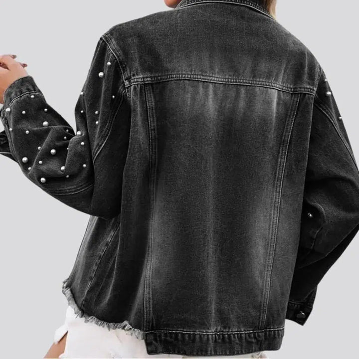 Sanded vintage denim jacket
 for women