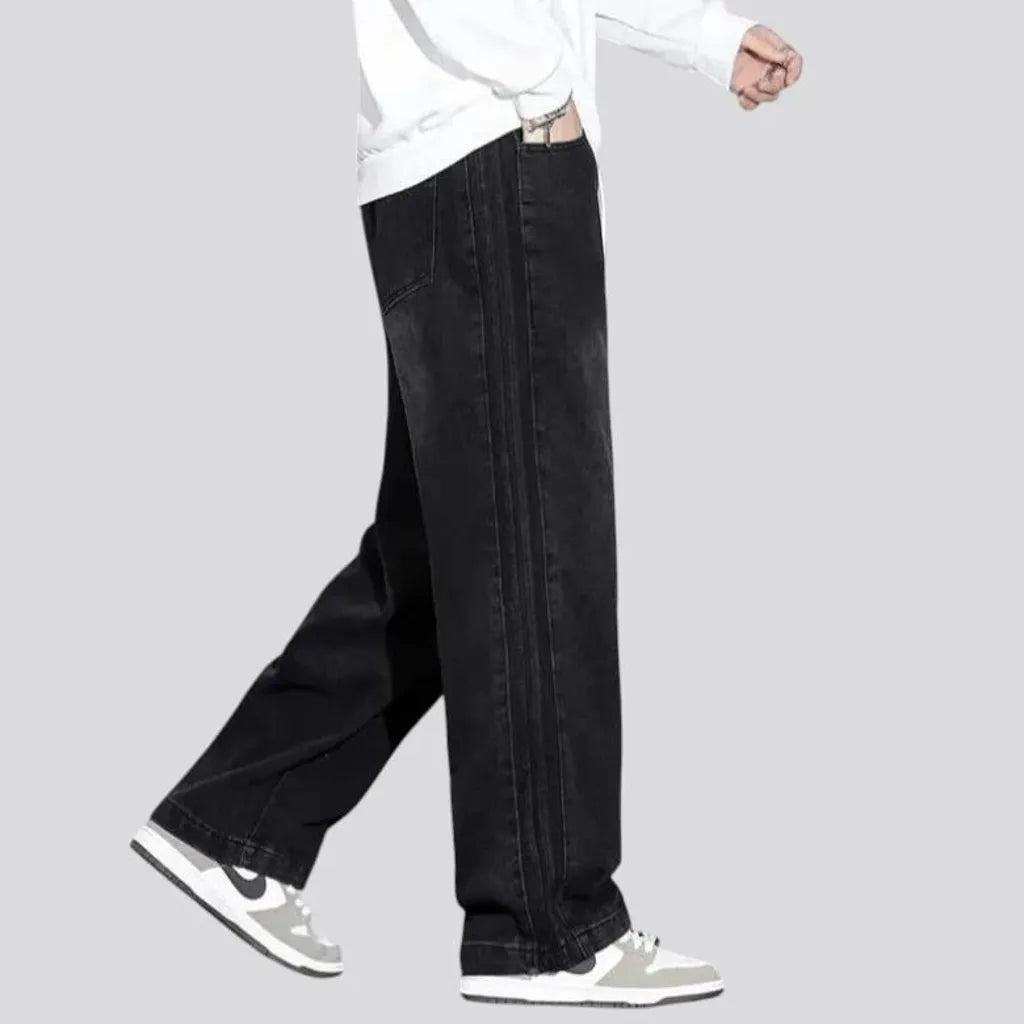 Insulated mid-waist baggy men's jeans