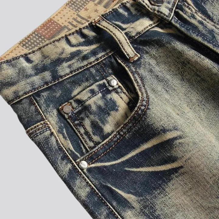 Skinny fit over dyed denim shorts for men