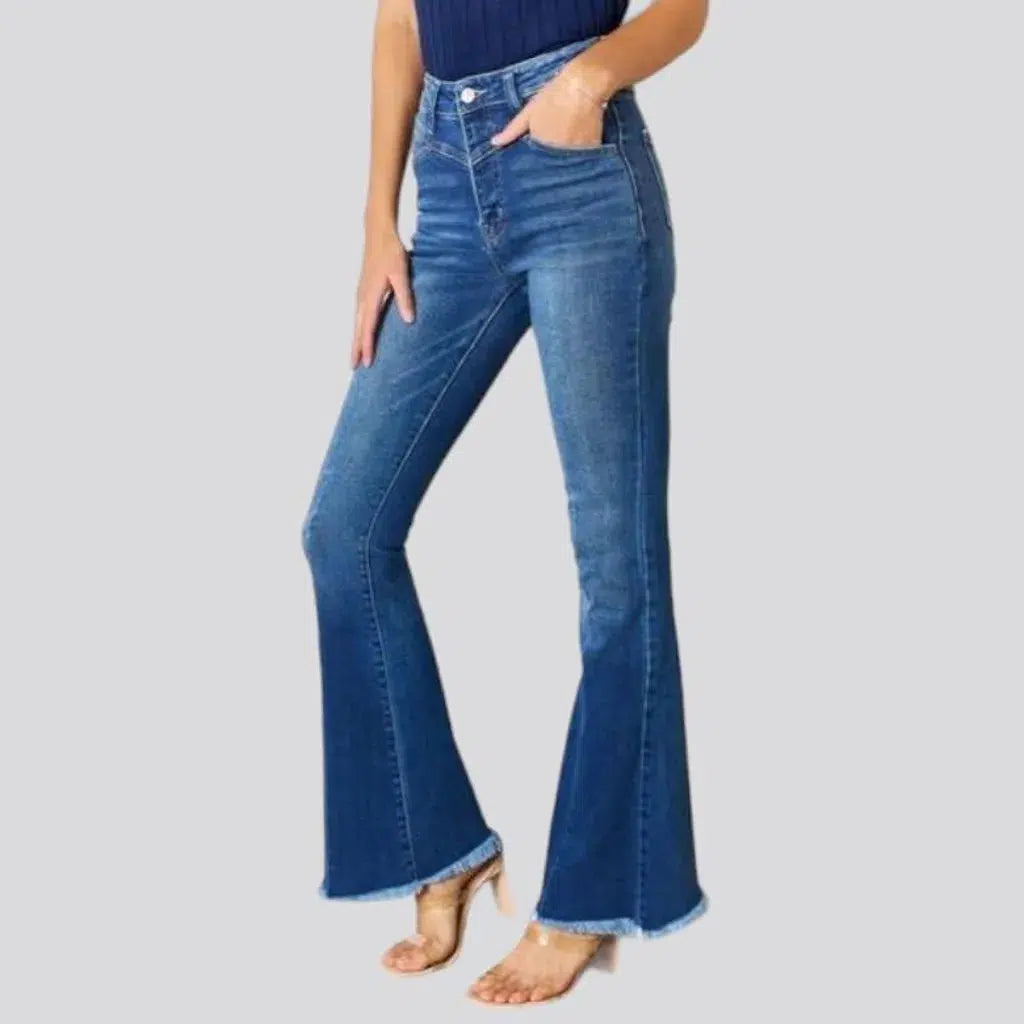 High-waist women's raw-hem jeans