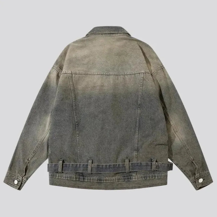 Sanded voluminous denim jacket
 for men