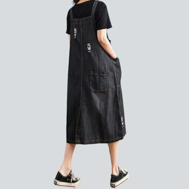 Long vintage street denim dress