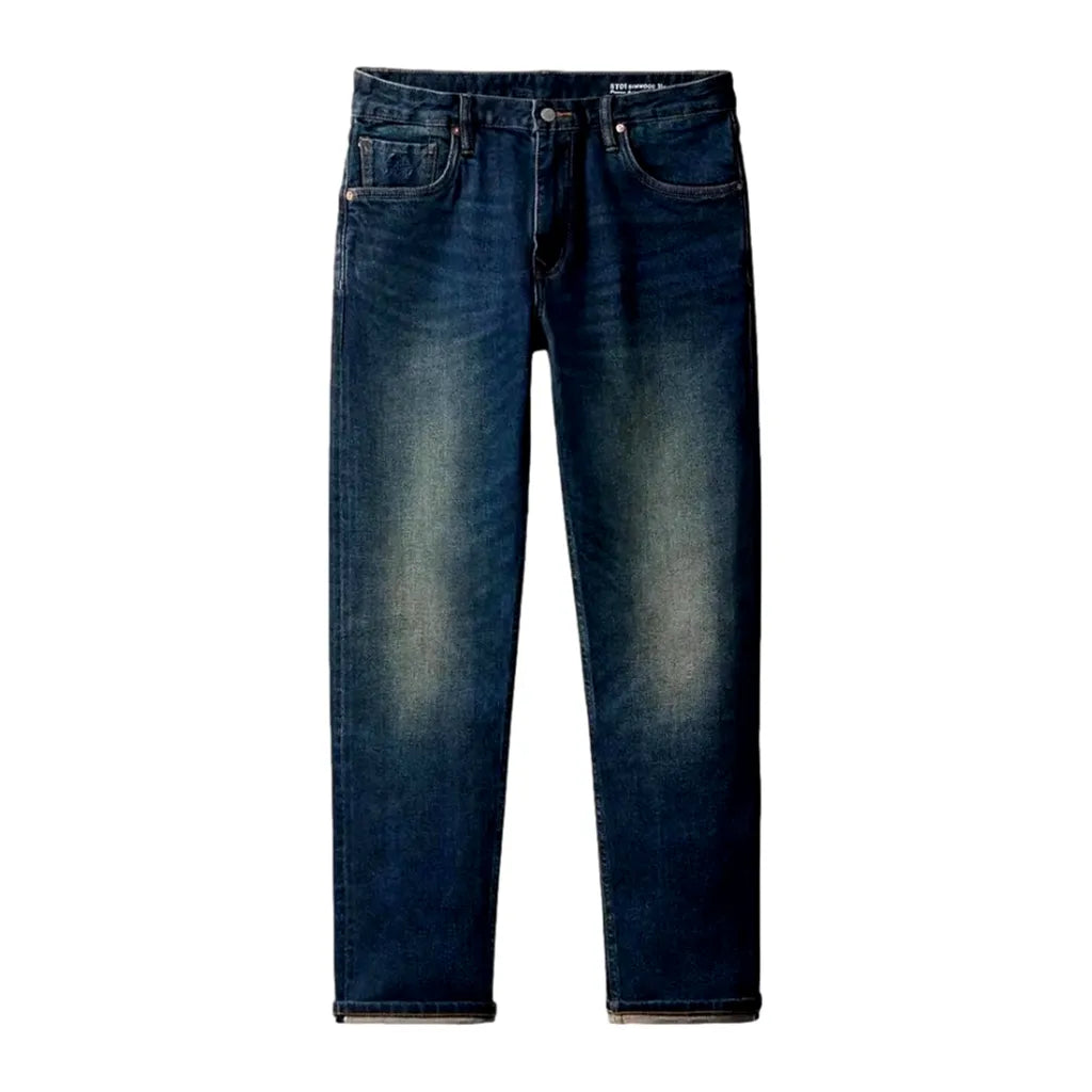 Vintage Mid Rise Tapered Men's Jeans - Dark Blue