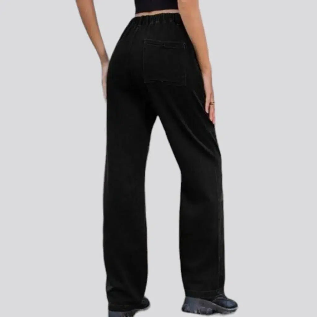 Cargo high-waist denim pants