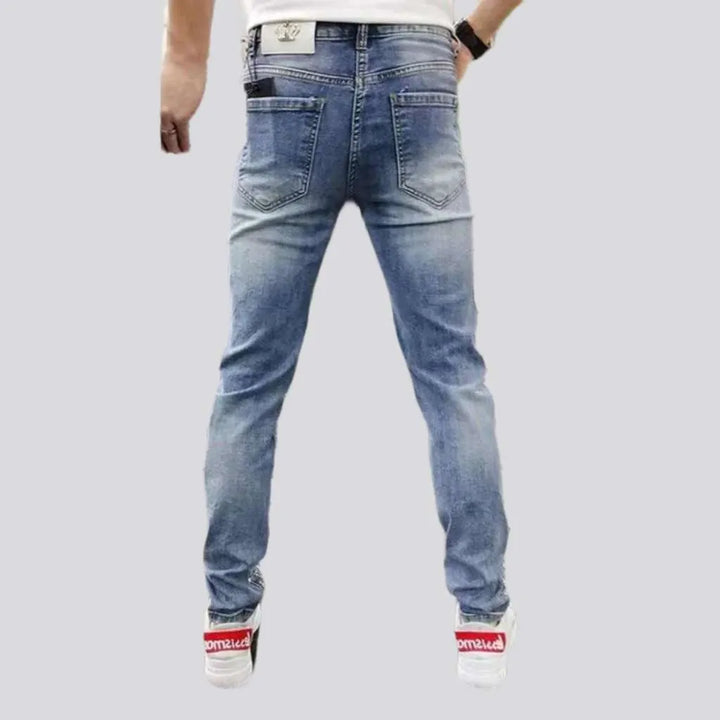 Mid-waist men's slim jeans