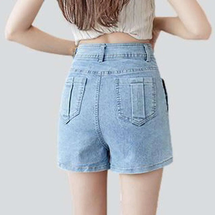 Asymmetric mini women's denim skort