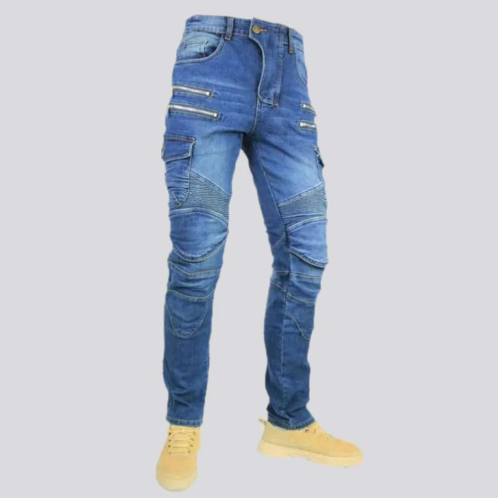 Cargo protective men's motorcycle jeans