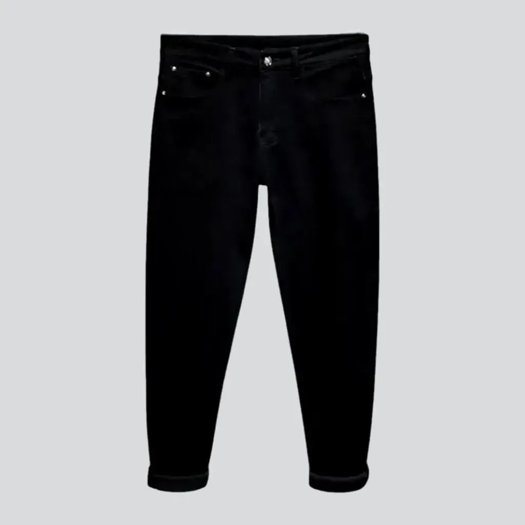 Tapered deep black fashion men's jeans