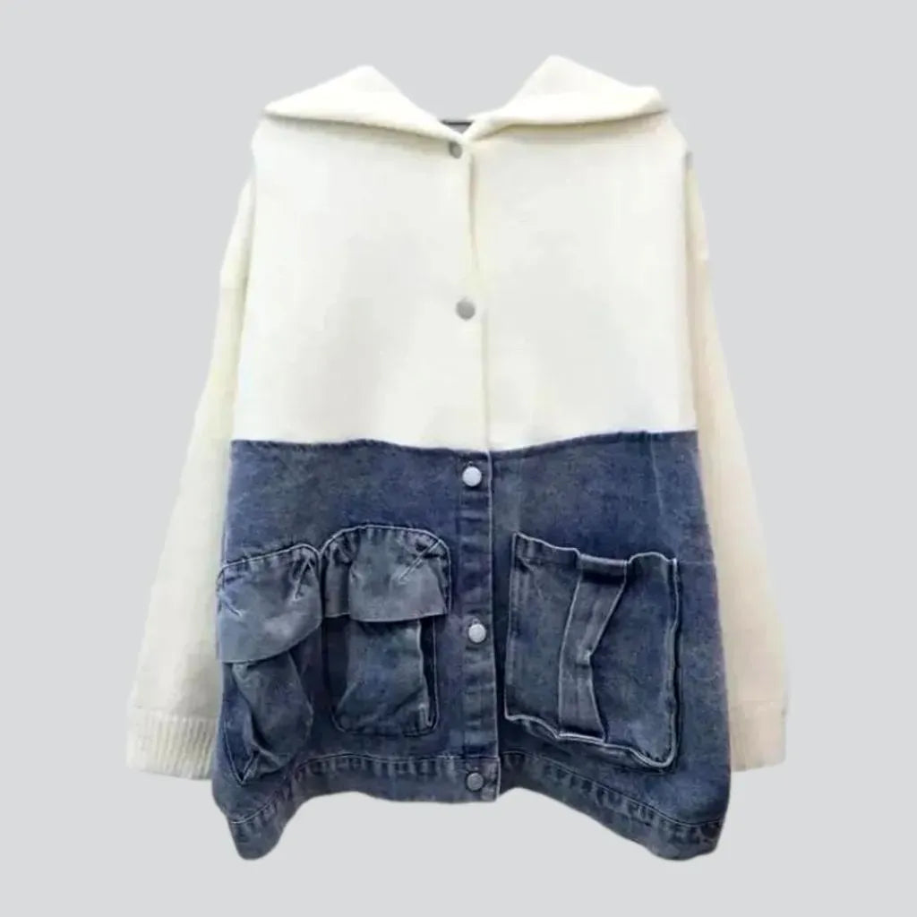 Light mixed boho women's jeans jacket