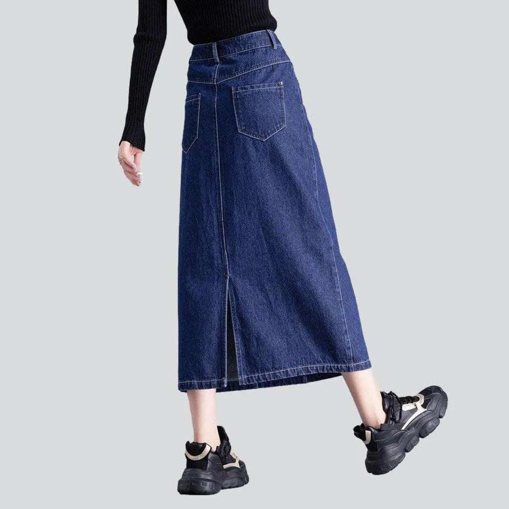 Casual long denim skirt