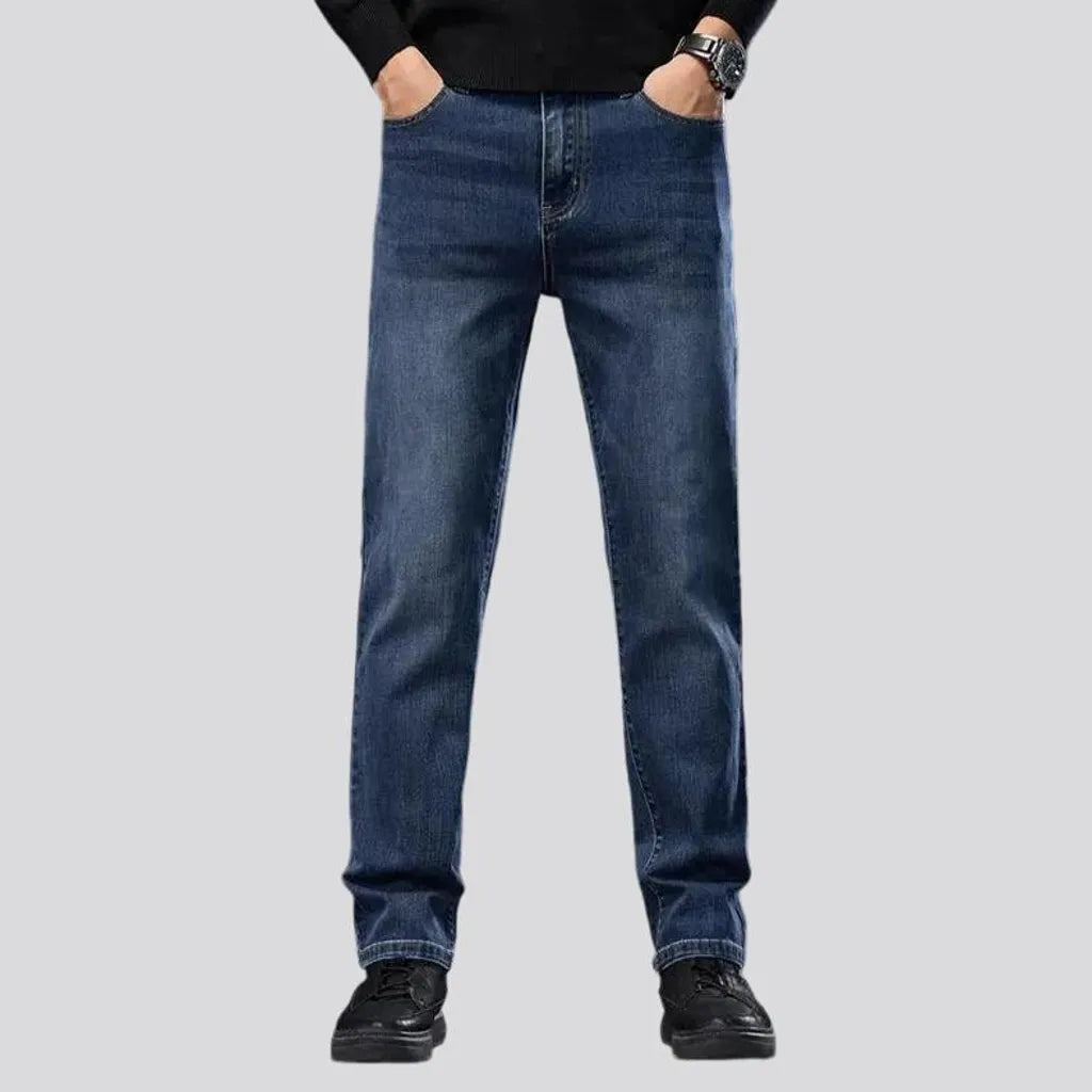 Retro tapered high-rise casual men's jeans