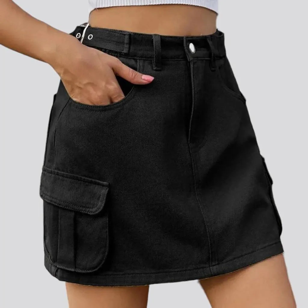 Mini high-waist women's denim skirt