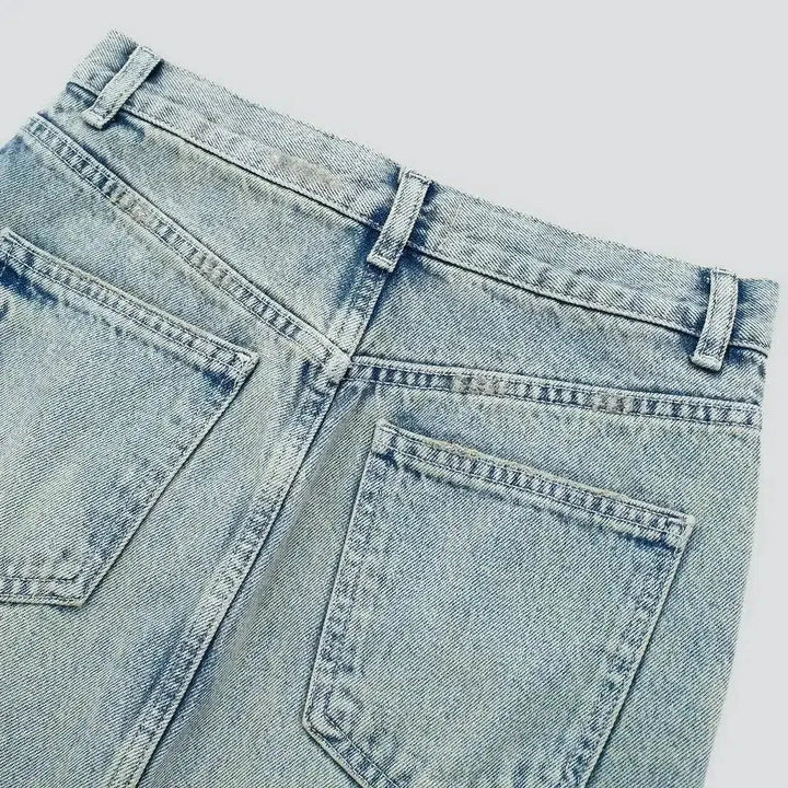 Raw-hem light-wash denim skirt
 for women