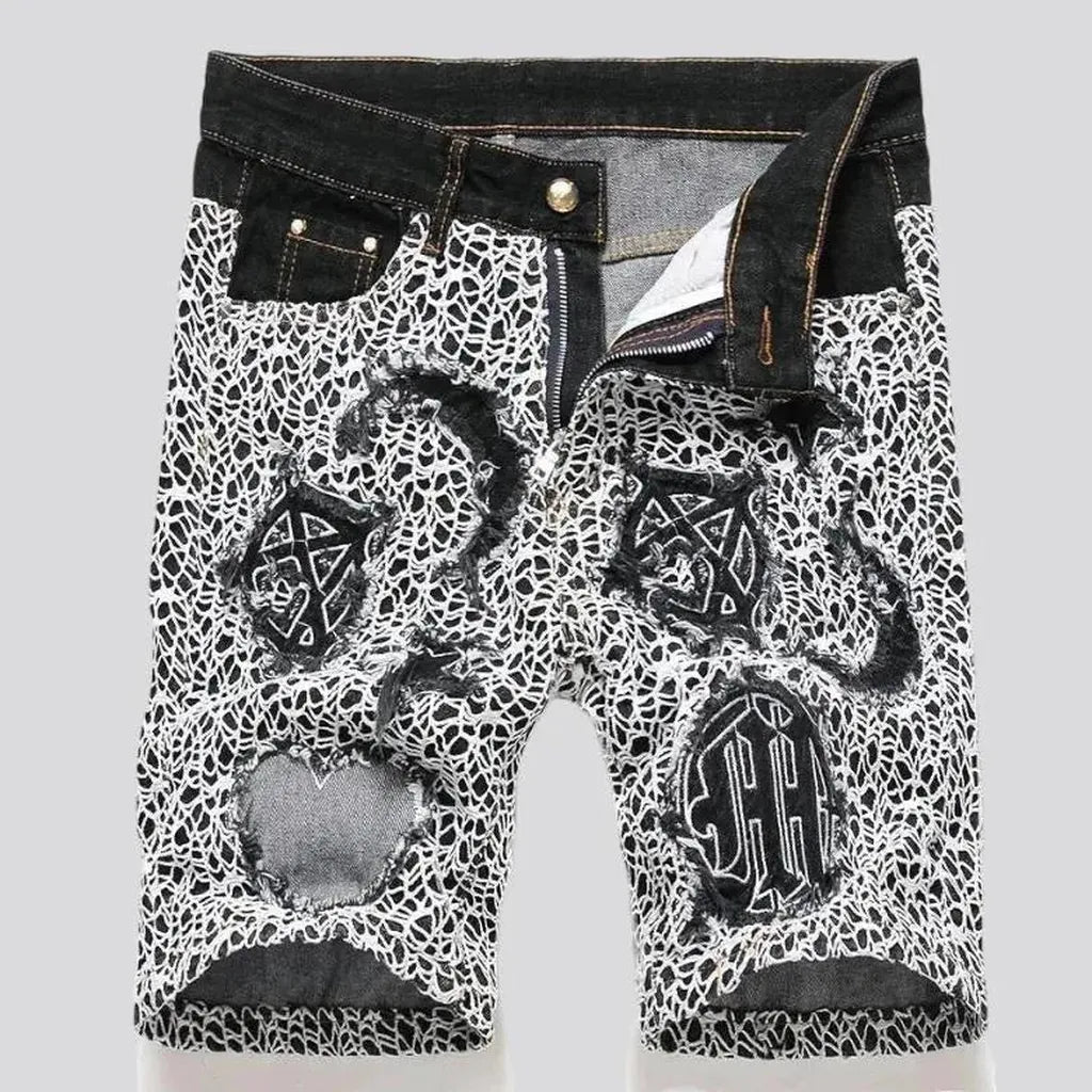 Ornamented men's mid-rise jeans