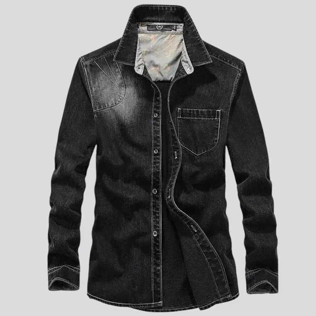 Casual abraded jacket slim-fit men's jeans shirt