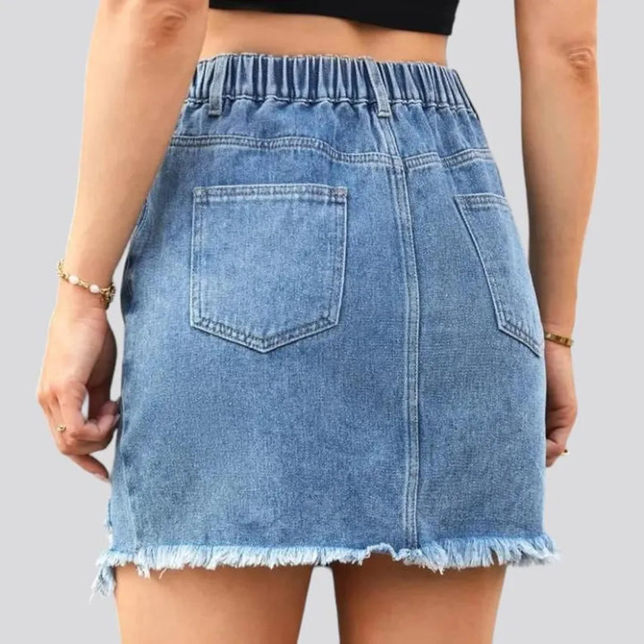 distressed, mini, frayed-hem, high-waist, zipper-button, 5-pockets, women's skirt | Jeans4you.shop