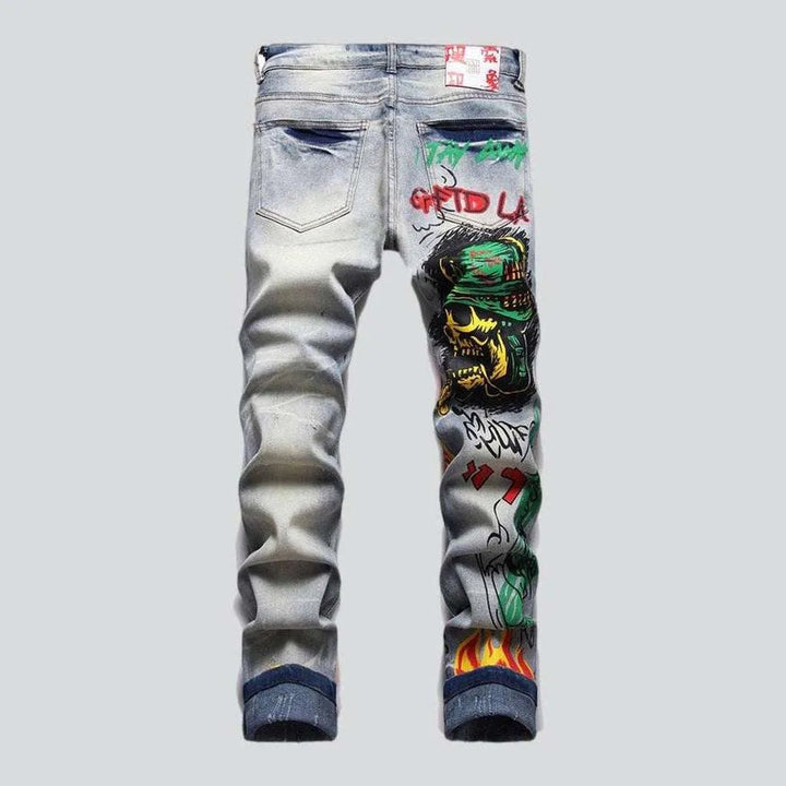 Graffiti-painted jeans for men