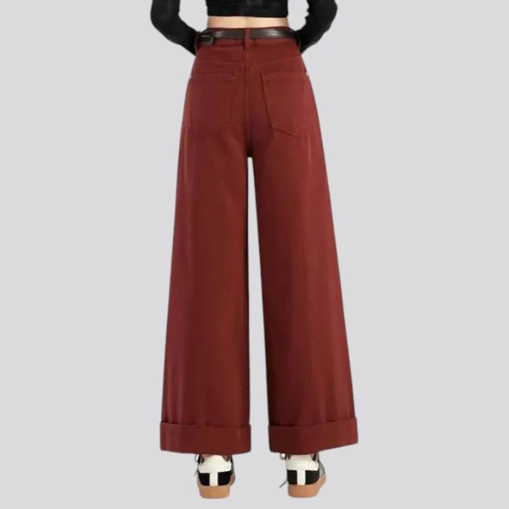 High-waist baggy fit denim pants for women