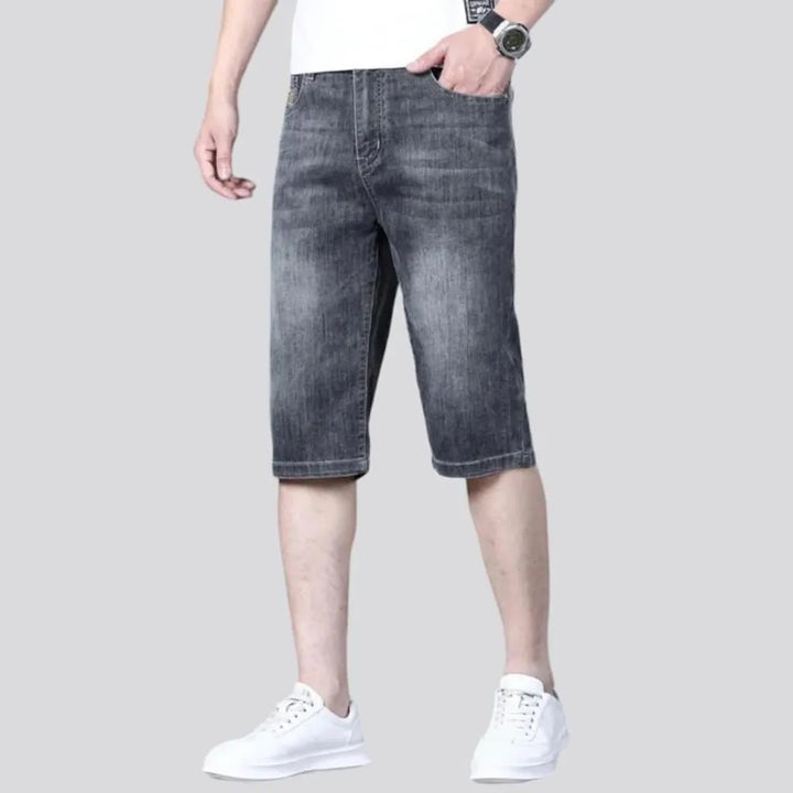 Sanded stonewashed denim shorts