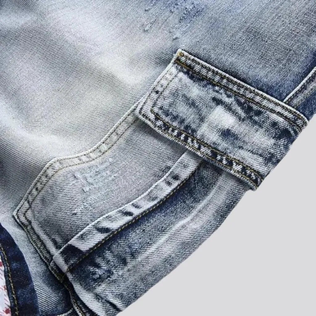 Sanded mid-waist jeans shorts for men