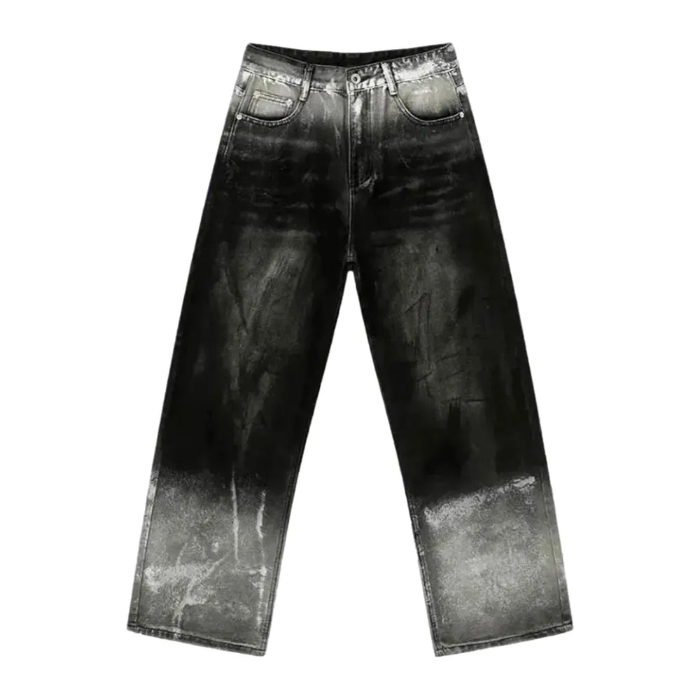 Vintage Baggy Two Tone Men's Jeans - Black