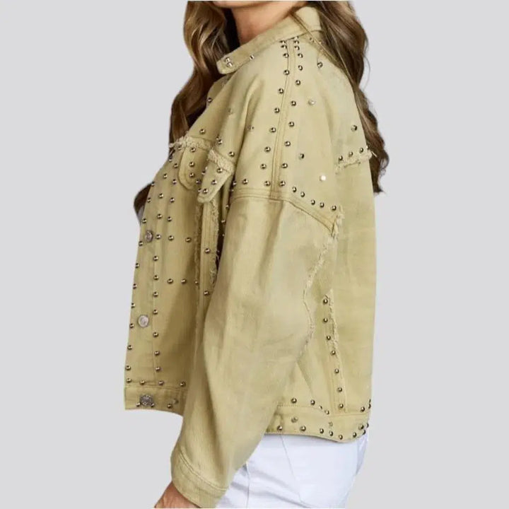 Yellow denim jacket
 for women