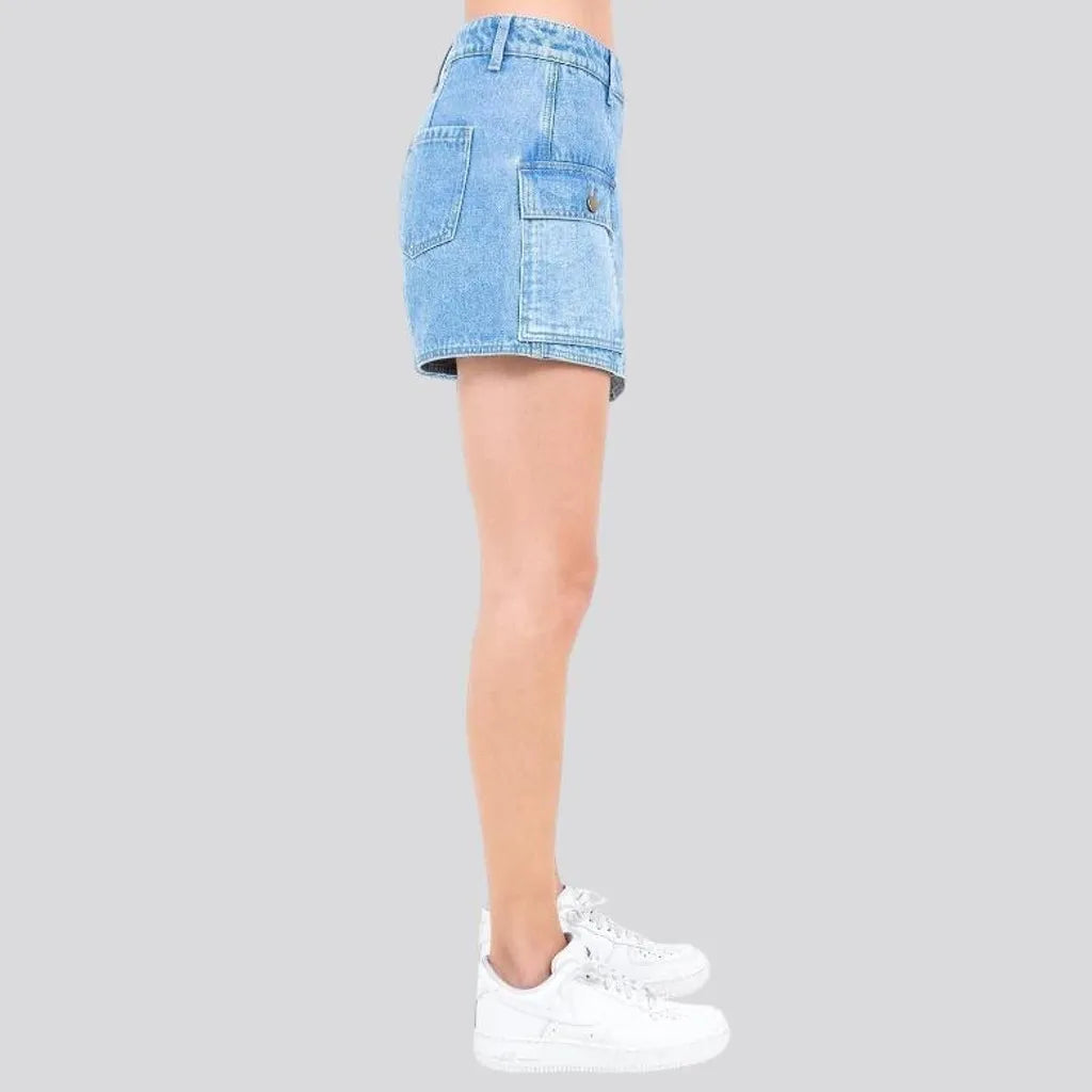 Trendy mid rise denim jeans skort