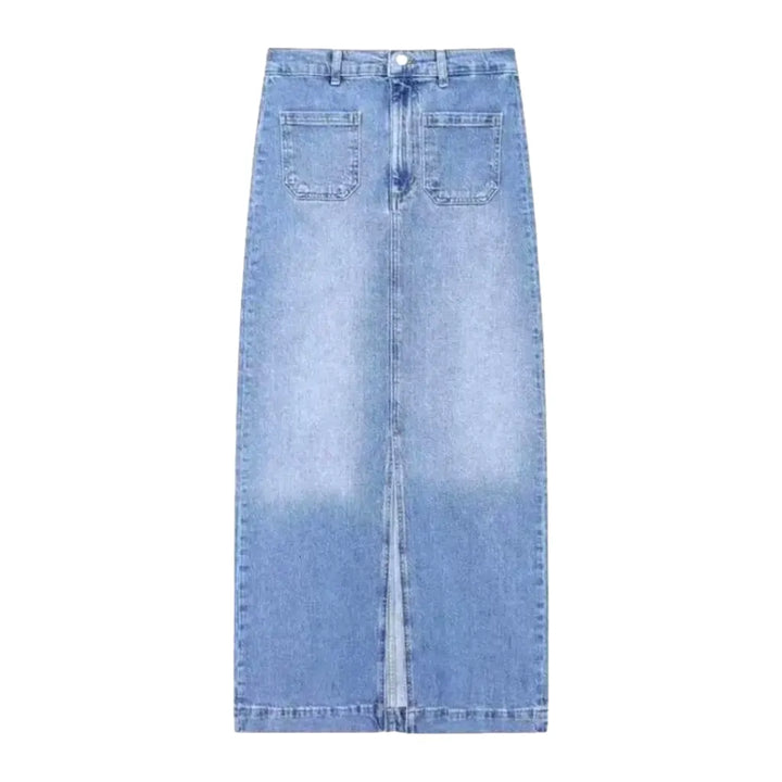 Lightweight 90s Casual Denim Skirt - Light Blue