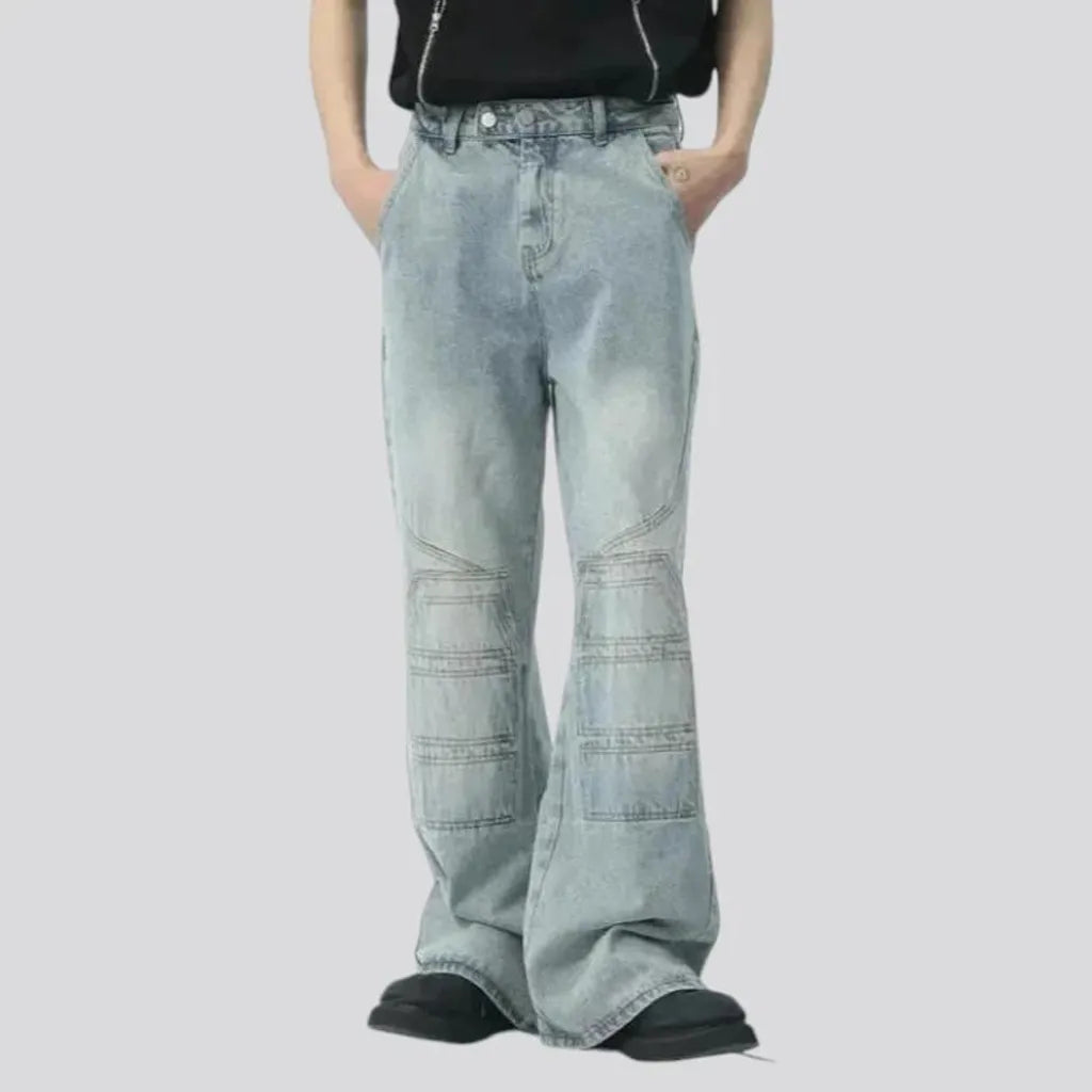 Baggy light wash boho men's jeans