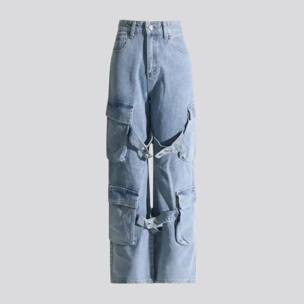 Boho flare leg baggy women's jeans