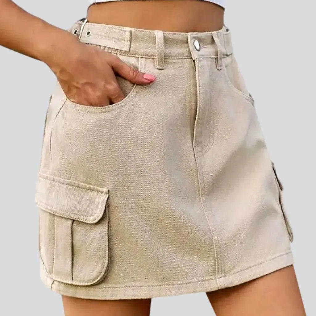 Mini high-waist women's denim skirt