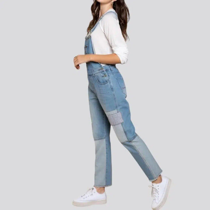 Light-wash denim overall for women