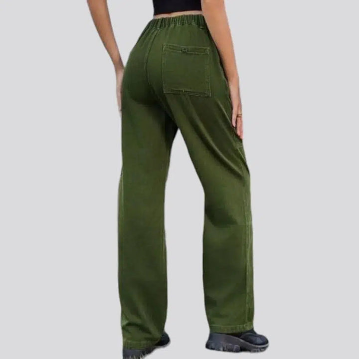 Cargo high-waist denim pants