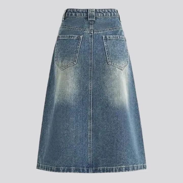 Vintage sanded jeans skirt
 for women