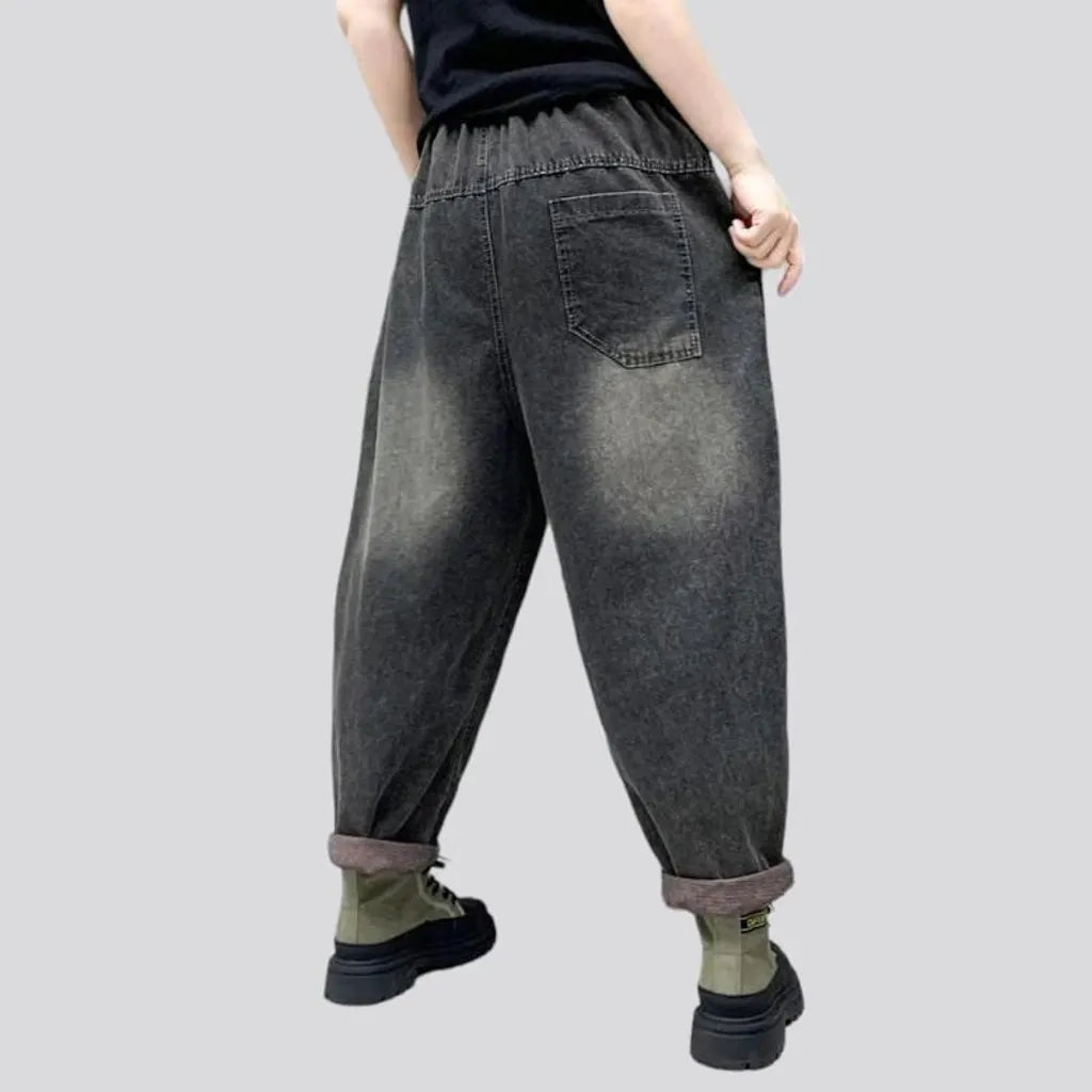 Distressed vintage denim pants
 for women