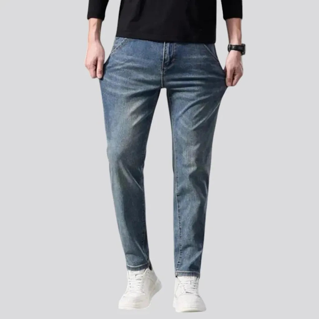 Casual faded mid rise jeans for men