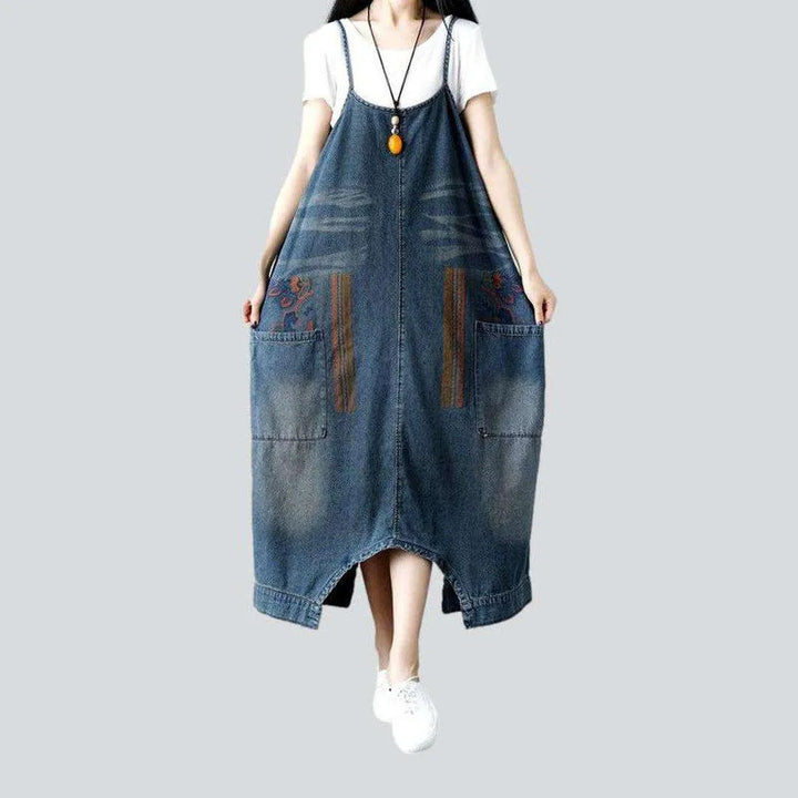 Baggy women's denim jumpsuit