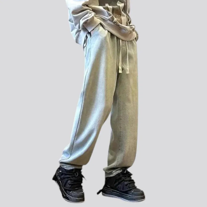 Baggy-fit retro insulated men's jean joggers