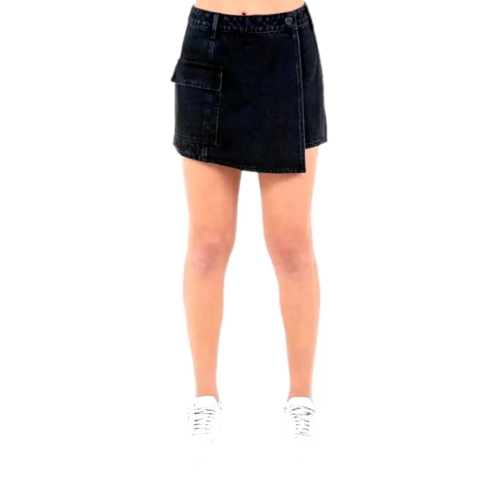 Casual Chic Denim Jeans Skort - Black