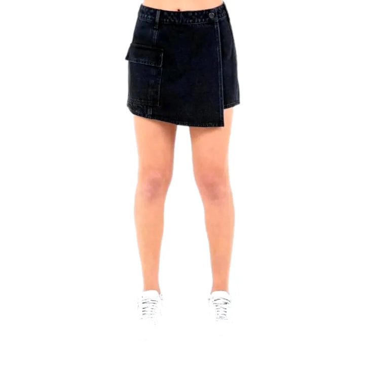 Casual Chic Denim Jeans Skort - Black