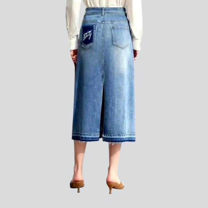 Fashionable maxi high rise jeans skirt