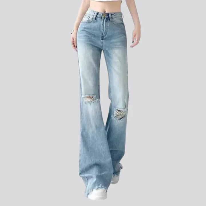 Frayed-hem street jeans
 for women