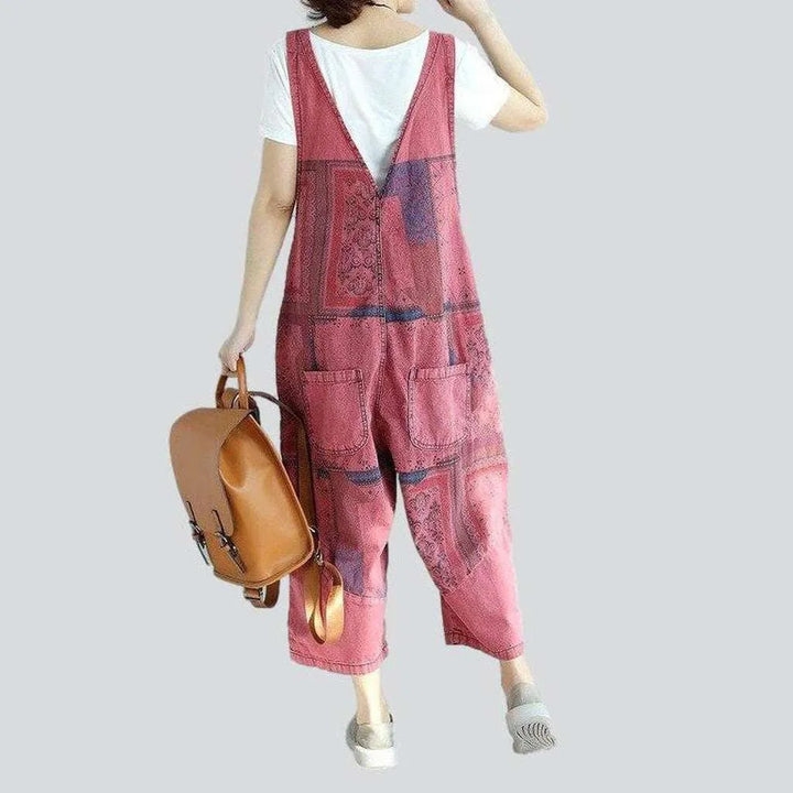 Casual women's painted denim dungaree