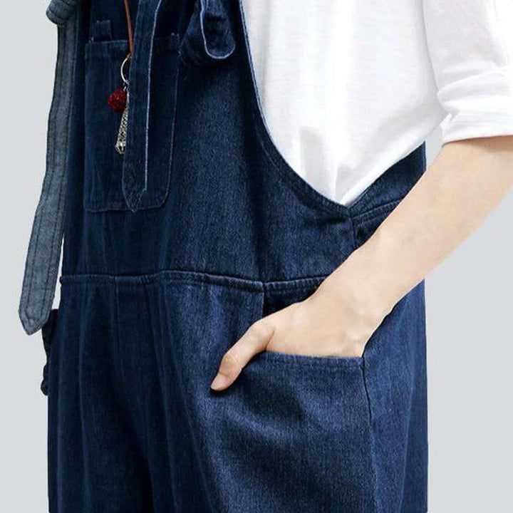 Stylish baggy women's denim jumpsuit