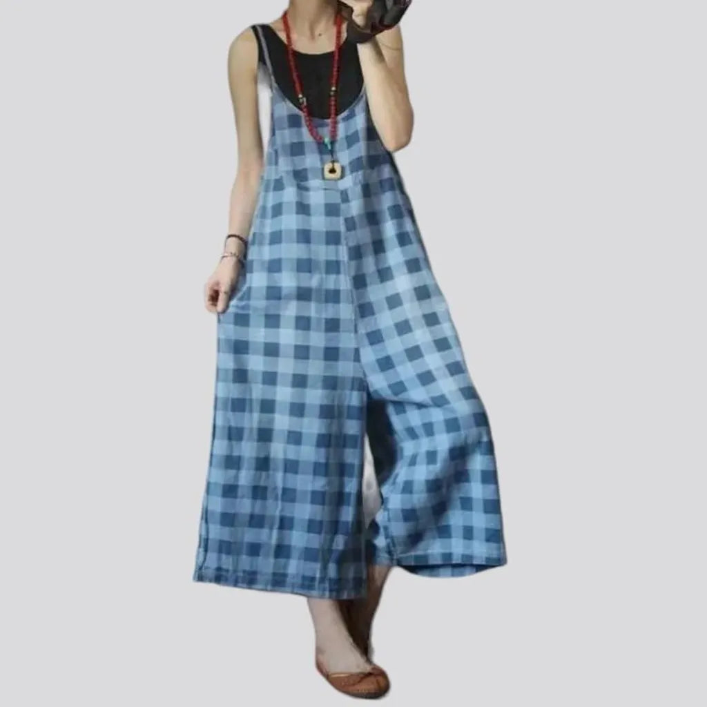 Women's wide-leg denim overall